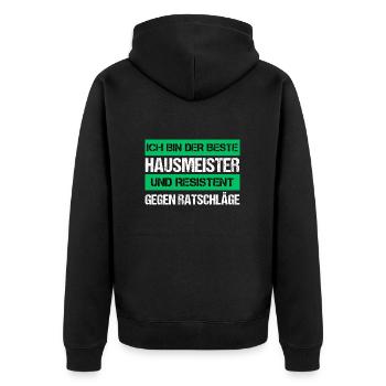 Resistant Janitor - Unisex Premium Organic Zip Hoodie - black - Back - Nico (187cm)