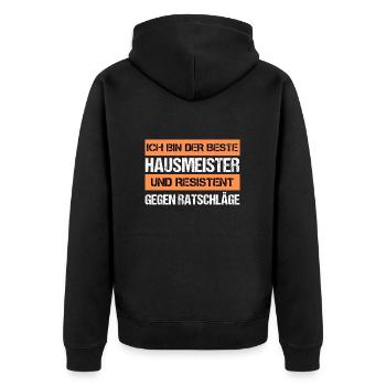 Resistant Janitor - Unisex Premium Organic Zip Hoodie - black - Back - Nico (187cm)