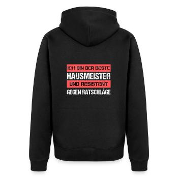 Resistant Janitor - Unisex Premium Organic Zip Hoodie - black - Back - Nico (187cm)