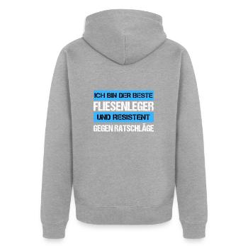 Carreleur résistant - Veste à capuche bio Premium Unisexe - gris chiné - Dos - Nico (187cm)