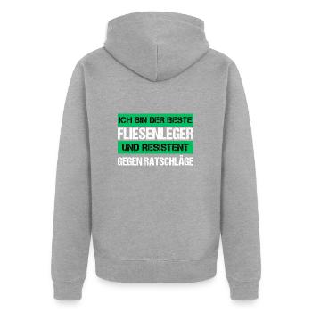Resistant tiler - Unisex Premium Organic Zip Hoodie - heather grey - Back - Nico (187cm)