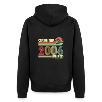 Original 2006 Vintage Birthday Vintage Retro - Unisex Premium Organic Zip Hoodie - black - Back - Nico (187cm)