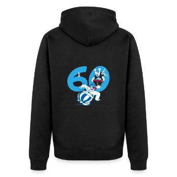Asterix & Obelix 60. Geburtstag Design - Unisex Premium Bio Zip Hoodie - Schwarz - Hinten - Nico (187cm)