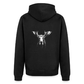 Rentier Portrait Elch Tiere Tier Wildtier - Unisex Premium Bio Zip Hoodie - Schwarz - Hinten - Nico (187cm)