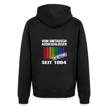 geburtstag 1984 lgbt regenbogen pride birthday - Unisex Premium Bio Zip Hoodie - Schwarz - Hinten - Nico (187cm)