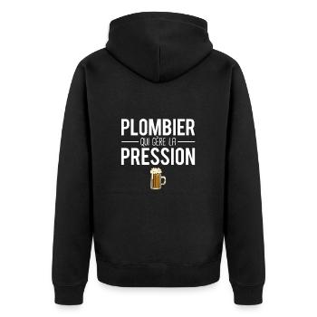 Plombier qui gère la pression bière humour - Veste à capuche bio Premium Unisexe - noir - Dos - Nico (187cm)