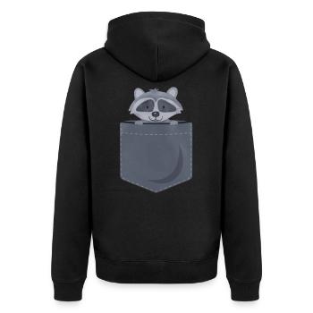 Raccoon - cute - bag - Unisex Premium Organic Zip Hoodie - black - Back - Nico (187cm)
