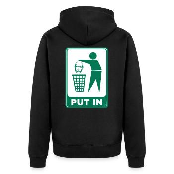 PUT IN - PEACE UKARINE - STOP WAR ! - Unisex Premium Bio Zip Hoodie - Schwarz - Hinten - Nico (187cm)