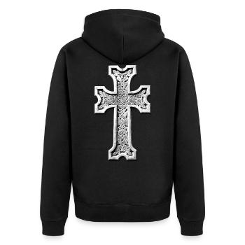 Arménien pierre Croix de pierre blanche / Arménien - Veste à capuche bio Premium Unisexe - noir - Dos - Nico (187cm)