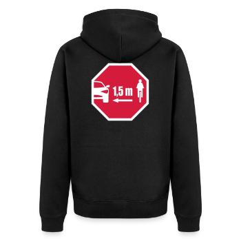 Le regard d'arrêt signe - les cyclistes à distance 1.5m - Veste à capuche bio Premium Unisexe - noir - Dos - Nico (187cm)