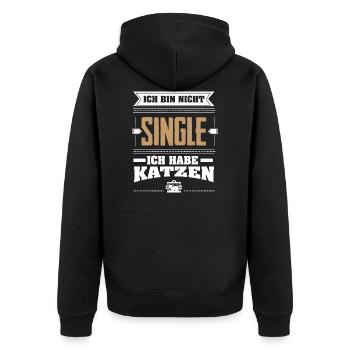 Katzen Tshirt-Single Katzen - Unisex Premium Bio Zip Hoodie - Schwarz - Hinten - Nico (187cm)