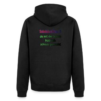 Schulabschluss ? - Unisex Premium Bio Zip Hoodie - Schwarz - Hinten - Nico (187cm)