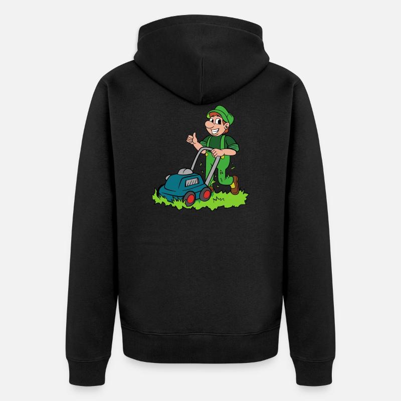 Gärtner mit Rasenmäher - Unisex Premium Bio Zip Hoodie - Schwarz