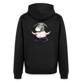 Yoga Donkey - Unisex Premium Organic Zip Hoodie - black - Back - Nico (187cm)