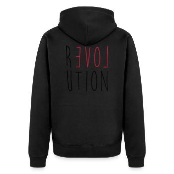 Revolution Love - Unisex Premium Organic Zip Hoodie - black - Back - Nico (187cm)