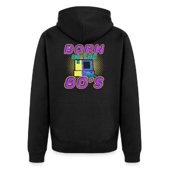 Born in the 80s 80s retro 1980 - Unisex Premium Organic Zip Hoodie - black - Back - Nico (187cm)