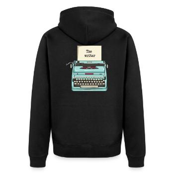 Typewriter - writer - Unisex Premium Organic Zip Hoodie - black - Back - Nico (187cm)