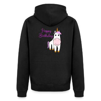 Licorne 'Joyeux anniversaire' Fille Enfants Violetta - Veste à capuche bio Premium Unisexe - noir - Dos - Nico (187cm)