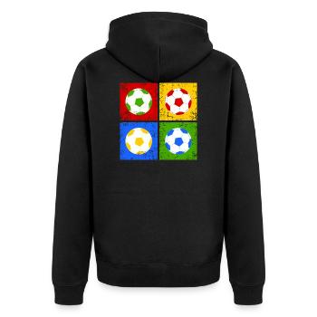 Fußball Pop-Art - Unisex Premium Bio Zip Hoodie - Schwarz - Hinten - Nico (187cm)