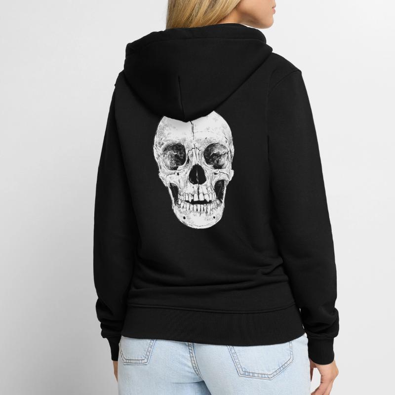 Skull skull grumpy bones head Unisex Premium Organic Zip Hoodie
