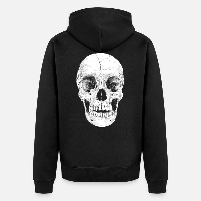Crâne crâne os grincheux tête - Veste à capuche bio Premium Unisexe - noir