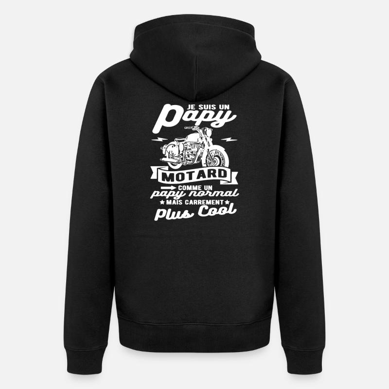 Opa Biker Motorrad - Unisex Premium Bio Zip Hoodie - Schwarz