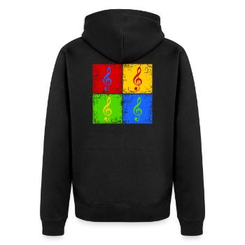 Clef Pop Art - Unisex Premium Organic Zip Hoodie - black - Back - Nico (187cm)