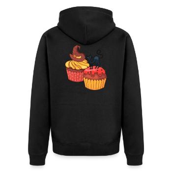 Halloween Cupcake Muffin Kuchen Backen Süßigkeiten - Unisex Premium Bio Zip Hoodie - Schwarz - Hinten - Nico (187cm)