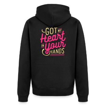 J'ai le coeur dans les mains t-shirt ✅ - Veste à capuche bio Premium Unisexe - noir - Dos - Nico (187cm)