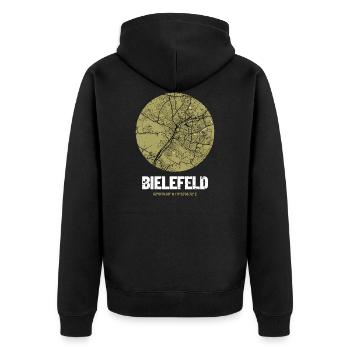 Bielefeld - Carte de la ville (vert olive) - Veste à capuche bio Premium Unisexe - noir - Dos - Nico (187cm)