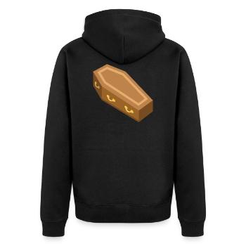 Sarg Halloween Motiv Fest Geschenk Idee - Unisex Premium Bio Zip Hoodie - Schwarz - Hinten - Nico (187cm)