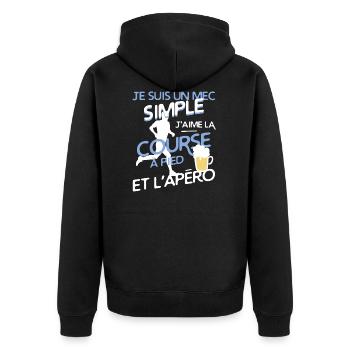 Course à pied - un mec simple - Veste à capuche bio Premium Unisexe - noir - Dos - Nico (187cm)