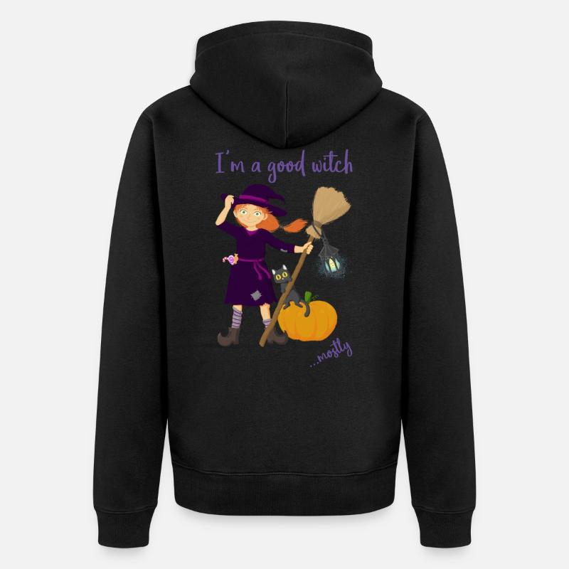 Ich bin eine gute Hexe... meistens. (2) - Unisex Premium Bio Zip Hoodie - Schwarz