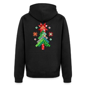 Weihnachtsbaum Quilt Patchwork Ugly Christmas - Unisex Premium Bio Zip Hoodie - Schwarz - Hinten - Nico (187cm)