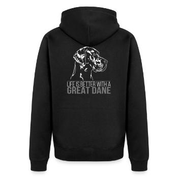 GREAT DANE Life is better Chien Idée cadeau - Veste à capuche bio Premium Unisexe - noir - Dos - Nico (187cm)