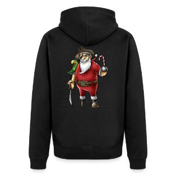 Santa Pirate Funny Christmas Candy Cane Hook Hand - Unisex Premium Organic Zip Hoodie - black - Back - Nico (187cm)