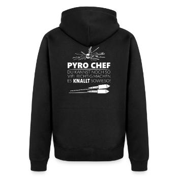 Pyro chef pour les feux d’artifice du Nouvel An - Veste à capuche bio Premium Unisexe - noir - Dos - Nico (187cm)