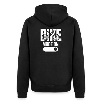 Bike Mode on mode on mountain bike - Unisex Premium Organic Zip Hoodie - black - Back - Nico (187cm)
