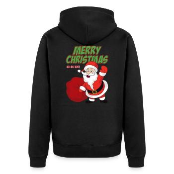 Weihnachtsmann - Unisex Premium Bio Zip Hoodie - Schwarz - Hinten - Nico (187cm)