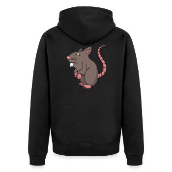 Ratte - Unisex Premium Bio Zip Hoodie - Schwarz - Hinten - Nico (187cm)