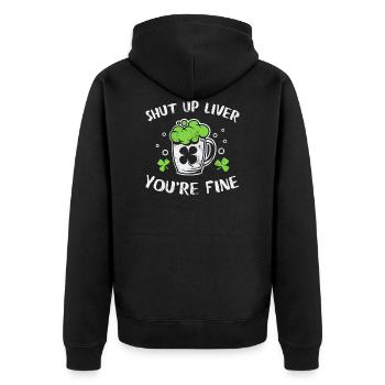 Drôle de chemise de la Saint-Patrick Tais-toi foie - Veste à capuche bio Premium Unisexe - noir - Dos - Nico (187cm)