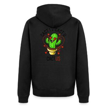Cactus - Unisex Premium Organic Zip Hoodie - black - Back - Nico (187cm)