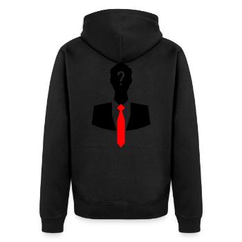 Unknown person with a tie and jacket - Unisex Premium Organic Zip Hoodie - black - Back - Nico (187cm)
