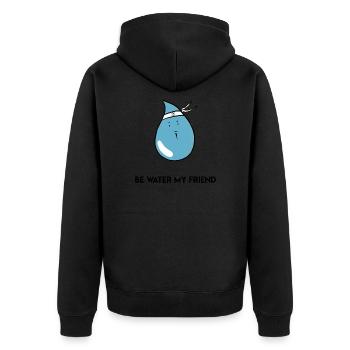 Be water my friend Kung Fu water dripping - Unisex Premium Organic Zip Hoodie - black - Back - Nico (187cm)