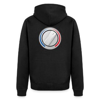 Rotary knob for operating a washing machine. - Unisex Premium Organic Zip Hoodie - black - Back - Nico (187cm)