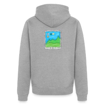 Tablette Handy Smartphone Logo Design Grafik Bild - Unisex Premium Bio Zip Hoodie - Grau meliert - Hinten - Nico (187cm)