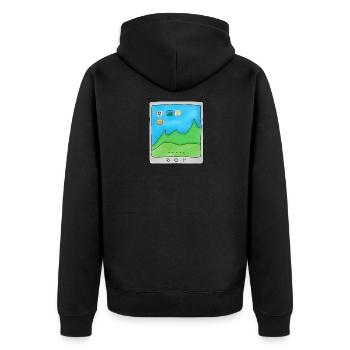 Tablette Handy Smartphone Logo Design Grafik Bild - Unisex Premium Bio Zip Hoodie - Schwarz - Hinten - Nico (187cm)