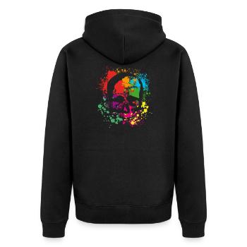 Crâne - crâne - éclaboussure de couleur - Veste à capuche bio Premium Unisexe - noir - Dos - Nico (187cm)