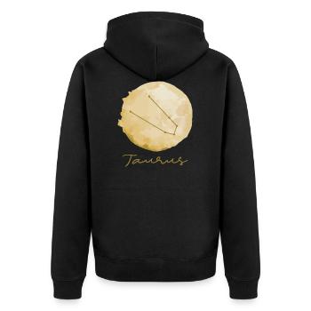 Sternzeichen Stier Geschenk Idee - Unisex Premium Bio Zip Hoodie - Schwarz - Hinten - Nico (187cm)