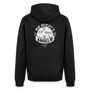 Mir reichts ich muss Angeln Angler Angel Sprüche - Unisex Premium Bio Zip Hoodie - Schwarz - Hinten - Nico (187cm)